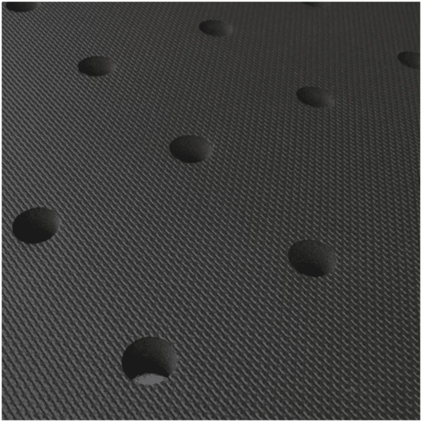 100 1 05 Floormat.com Versatile mat that can be used in a variety of environments. Made from 100% Nitrile Rubber, the 100-1 is crush-resistant and will last for many years. Can be used in wet and dry applications, chemical resistant, and its closed ell construction makes it impervious to liquids and fluids. The 100-1 is latex and silicone free as well as non-allergenic and antimicrobial. <ul> <li>Border available in Safety Yellow</li> <li>5/8" Thick</li> <li>Promotes blood circulation</li> <li>Custom matting available</li> <li>Priced per sq.ft.</li> </ul>