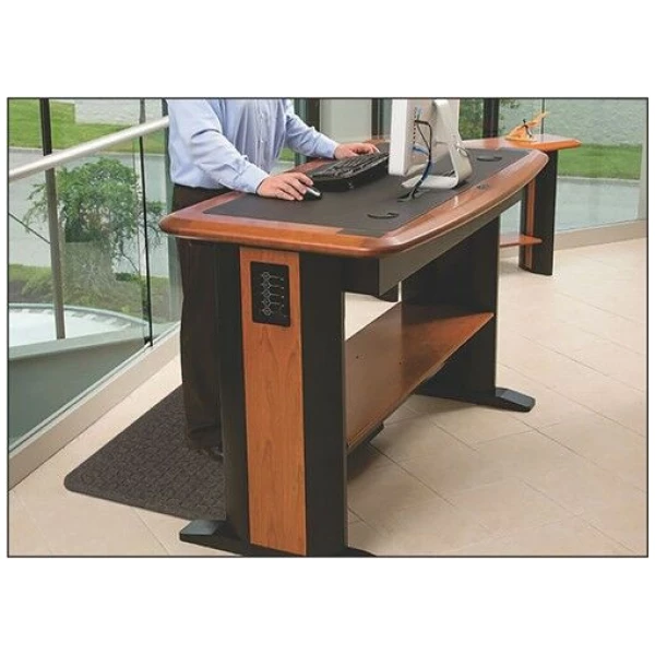 Get Fit Stand Up 3 1 Floormat.com These Get Fit Stand Up Anti-fatigue Mats are ideal for standing desks and other standing work areas. The anti-fatigue indoor mats are designed to provide workers a comfortable surface to stand on for hours and hours. Standing at your desk can burn up to 40% more calories while reducing neck & back pain. Do it for your health Get Fit with these Stand Up Anti-fatigue Mats. <ul> <li>100% solution-dyed polypropylene top surface will not fade</li> <li>5/8” thick closed cell Nitrile blended cushion</li> <li>Beveled borders will not crack and curl</li> <li>Made in the USA</li> </ul>