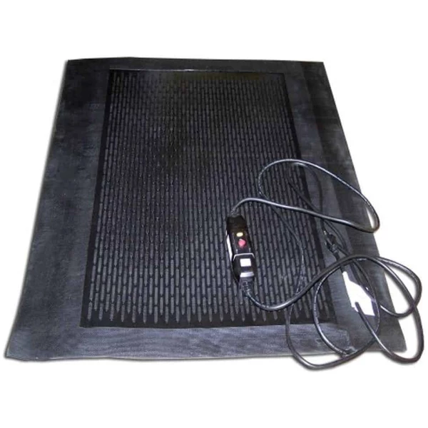 ice away heated mats 1 Floormat.com The <strong>Ice-Away™</strong> <strong>snow & ice melting mat, </strong>formerly known as the Greener Heat™ Heated Door Mat combines a rugged, non-slip outdoor mat with a snow-melting system that keeps entrances safe from the harsh winter environments. The Ice-Away™ snow & ice melting mat provides safer footing during snowy winter months by melting snow and slush for pennies a day. Additionally, they provide radiant heat indoors, helping reduce heating costs while providing warmth and helping to dry the floor during winter months. <strong>Features & Benefits</strong> <ul> <li>Product Dimensions: 35" L x 33" W x 0.5" thick</li> <li>Keep up with snow as fast as it falls and forget about constant shoveling and salting sidewalks.</li> <li>Prevent dangerous & icy conditions. Avoid slip-and-fall injuries</li> <li>240 watts</li> <li>Weight: 17lbs, Power Density: 40 Watts per square foot, In-Line Safety Device/Power Cord Service Voltage 120 Vac ELCI trip level 27 mA</li> <li>G.F.C.I. attached to the 15 foot cord.</li> <li>produces a 40 to 50 degree Fahrenheit rise in surface temperature over the ambient temperature, melting snow and ice 24/7</li> <li>Economical, using only 35 watts per square foot.</li> <li>The molded rubber mat features heavy-duty construction that is made to last for years.</li> <li>Will help prevent thick ice build up when properly used. Designed to stay on all winter, the mat may also be used without power in warmer periods, making a very nice entrance mat all year round.</li> <li>These heated entrance mats are an ideal size for residential use – use outdoors to melt snow and ice, or indoors as a heat source in non heated areas.</li> </ul> <b>Outdoor Uses</b> <ul> <li>Entry Ways</li> <li>Porch</li> <li>Around Hot Tub</li> <li>Decks</li> <li>Ramps</li> <li>Loading docks</li> <li>Hospitals</li> <li>Nursing Homes</li> <li>'Handicap-accessible structures</li> <li>Hotels</li> <li>Schools</li> <li>Churches</li> <li>Private homes</li> </ul> <b>Electrical & Approvals:</b> <ul> <li>115VAC, 120W</li> <li>ETL Listed</li> <li>Conforms to UL Std 499</li> <li>Certified to CAN/CSA Std C22.2 No. 46</li> </ul> <h3 class="spotlight">Photo shows the Heated Door Mat in 10°F. weather, and 6" of fresh snowfall</h3> <form action="https://www.aitsafe.com/cf/addmulti.cfm" method="post"></form>