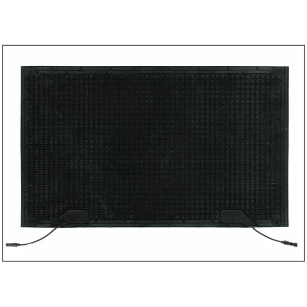 melt step 5 Floormat.com Safeway Heated Floor Mat is the latest in heated mat technology. Unlike other heated mats, the Safeway Heated Floor Mat can be used outdoors as well as indoors. Its unique reversible design allows you to flip the mat to whichever side your outlet is located. This 3’ X 5’ mat will reach temperatures of 100 degrees (outdoor temperatures of 70 degrees). All of the heating and electrical components are UL Listed. <ul> <li>Raised square design has a tread height of 1/8”. Allowing water to channel out of the mat, keeping the walking surface dry.</li> <li>The mat weighs only 31.25 lbs.</li> <li>Voltage: 120v.</li> <li>Wattage: 385 watts.</li> <li>Engineered for up to four mats to be connected together.</li> <li>Mats can be ordered with one connector or two connectors.</li> <li>Great for mud rooms</li> </ul>