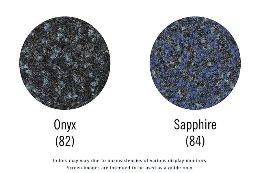 Classic Brush Floormat is shown next to sapphire.