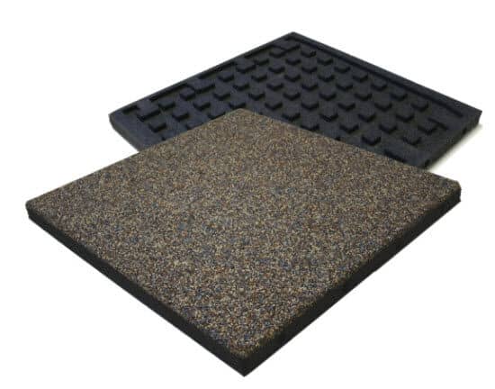 Combination Sport 2 Floormat.com Weight room flooring with waffle backing for sound reduction and impact absorption. Extremely durable and long lasting athletic flooring with easy to clean surface. <ul> <li>Dowel connection system allows for free floating installation</li> <li>No adhesive necessary. Best solution for sound reduction</li> <li>Recycled SBR, EPDM rubber with polyurethane bonder</li> </ul>