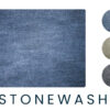 Denim-style "stonewash" fabric swatch with three color variant samples for Desk Chair Mat.