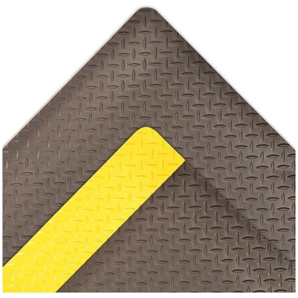 Dura Trax 1 Floormat.com Dura Trax™ is a high performance anti-fatigue floor mat representing the ultimate in comfort and durability for today’s industrial environments. Dura Trax™ combines a rubber top surface with a dense sponge backing utilizing the exclusive UniFusion™ bonding process. The resulting finished product is virtually a single piece eliminating any possibility of de-lamination. The rubber top surface provides a noticeably softer and more comfortable work surface and a diamond-plate design offers greater slip resistance and is easy to sweep or mop clean. <ul> <li>Nitrile rubber blend top surface for added comfort,durability, and chemical resistance</li> <li>Diamond-plate surface texture provides added traction</li> <li>Made from 100% recycled materials</li> <li>UniFusion™ bond guaranteed for the life of the mat</li> <li>Custom lengths available (2',3', and 4' widths)</li> </ul>