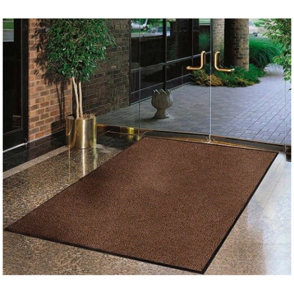 Estes Vinyl Backed 3 Floormat.com Estes® features a fashionable high-low looped pile Decalon® yarn that captures debris and dries foot traffic while maintaining its attractive appearance. A dense 33 ounces of tufted yarn per square yard stands up to the toughest environments, and is perfect for any main entranceway or high traffic area. A heavyweight vinyl non-slip backing ensures minimum movement. <ul> <li>Fashionable high-low looped pile Decalon® yarn</li> <li>33 ounces of tufted yarn per square yard</li> <li>Vinyl backing helps reduce mat movement</li> </ul>