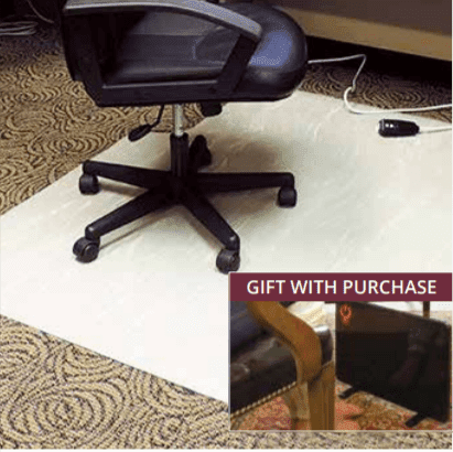 An image of an office chair with a gift with purchase.