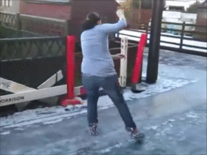 Person slipping on ice Floormat.com