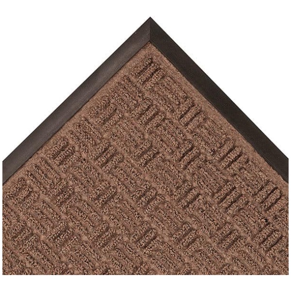 A brown doormat with a black border, Portrait Floor Mat.