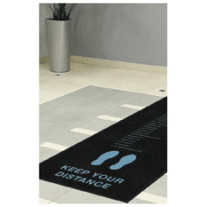 Keep your distance floor mat.