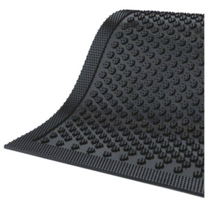 A black rubber Safety Scrape Floor Mat on a white background.