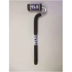 A black handle Hard Rubber Hand Roller.