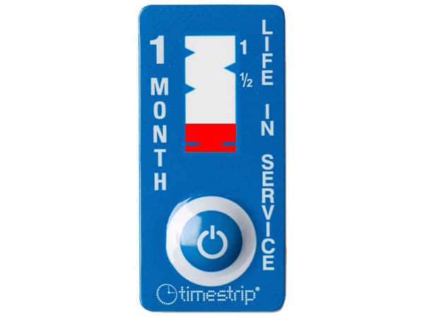 A blue CleanShield™ Commode Mat that lasts one month.