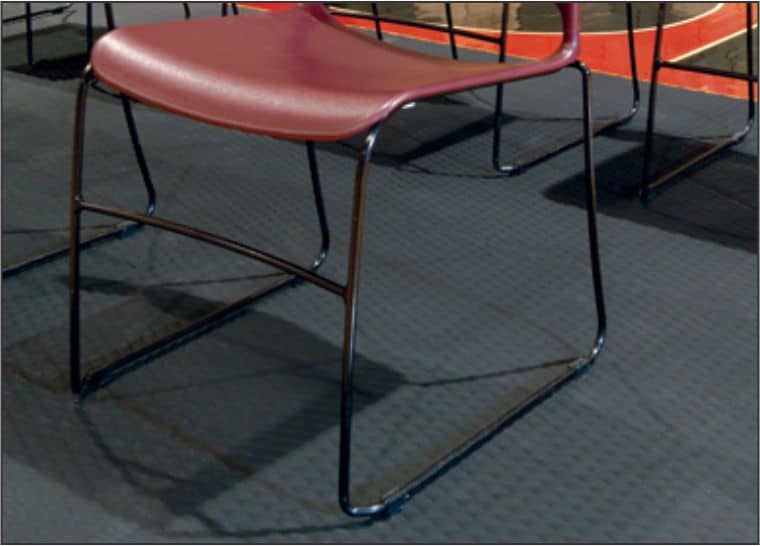 A group of chairs on a Traction Tread Floor Mat.