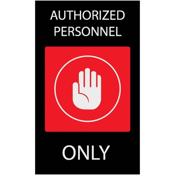 Authorized personnel safety sign. 

Safety Message Floor Mats.