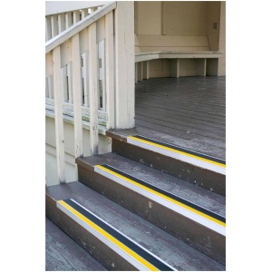 Bold Step Aluminum Renovation Stair Treads with a yellow stripe.