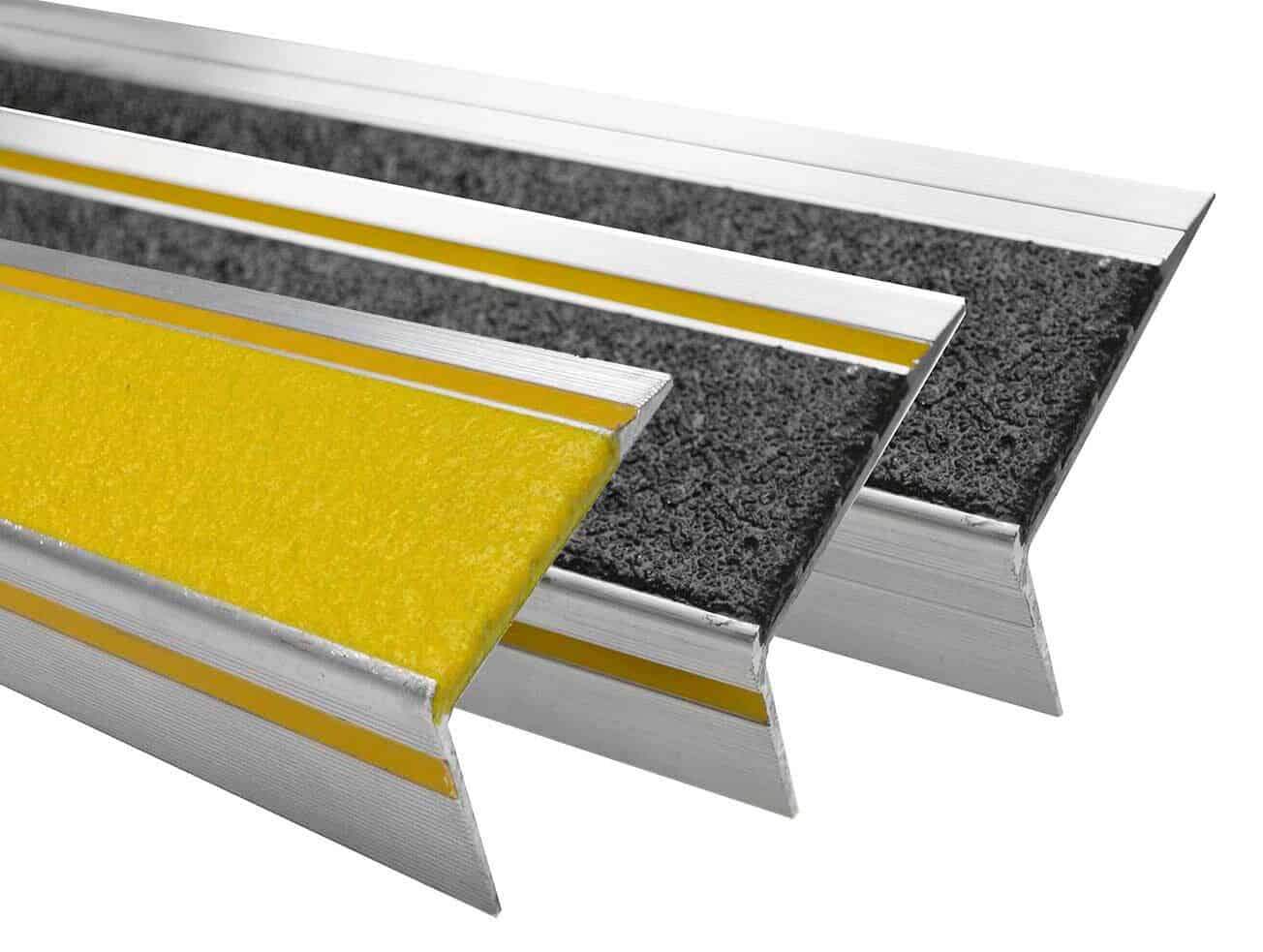 Bold Step Aluminum Renovation Stair Treads in yellow and silver.