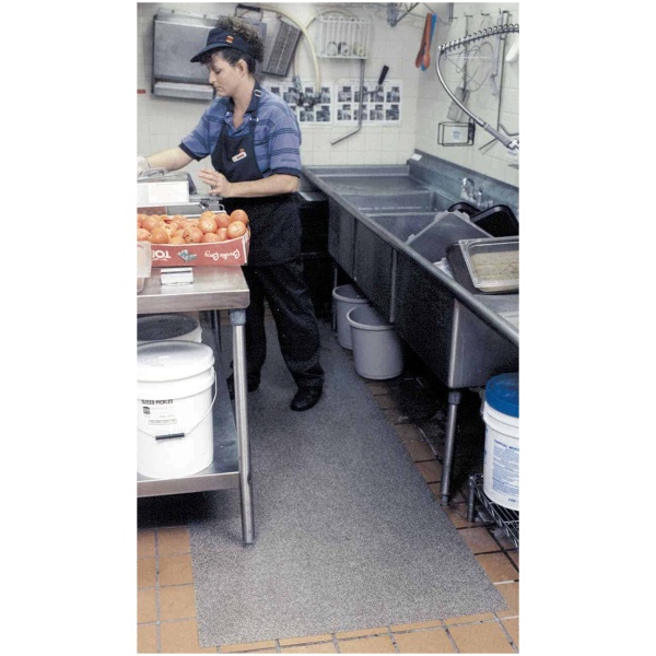 brite trac 1 Floormat.com The Brite-Trac™ Matting is designed for areas your customers will see - buffet lines/ beverage stations.  Features an aggressive abrasive surface for great traction. Brite-Trac™ products are all manufactured specifically for maximum slip resistance and safety.  From the backing, which restricts creeping; to the inner fiberglass layer for strength; to the extreme textured surface.  The low profile allows carts to travel easily over it and reduces a tripping hazard. Provide your employees/customers with protection from slips, trips and falls, which can be costly. <ul> <li>Thick- 1/8" Roll- 3' x 40'</li> <li>Slip resistant when wet/icy</li> <li>Stays flexible at freezer temperatures</li> <li>Tough, but lightweight</li> <li>Easy to clean & handle</li> <li>Reduces slips/falls</li> <li>Resists fungal & bacterial growth</li> </ul>