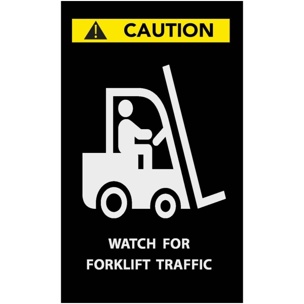 Safety Message Floor Mats reminding workers to watch for forklift traffic.
