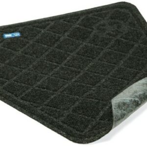 Quilted charcoal gray floor mat with non-slip backing and CleanShield™ Urinal Floor Mat technology.