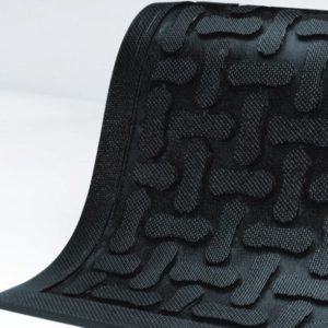 A patterned black mat, considering important factors.