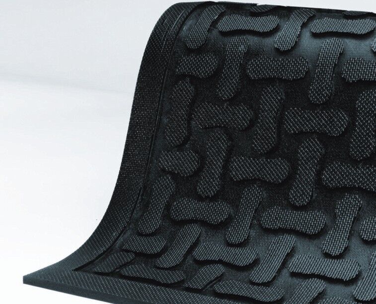 A patterned black mat, considering important factors.