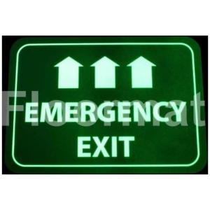 A green sign indicating the Emergency Exit.