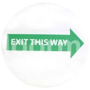 Exit This Way Arrows sign on a white background.