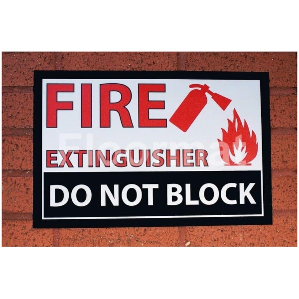 fm06 fire extinguisher sign on wall Floormat.com Floormat.com warehouse signs are durable, self-adhesive signs constructed from industrial grade plastic. Intended for use in factory warehouses and buildings where restrictions and safety notifications need to be highlighted.