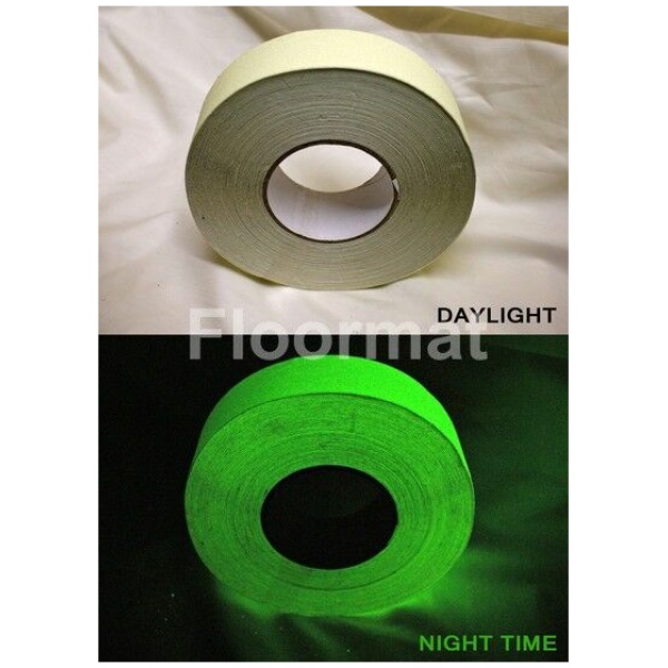 gid plain night and day 3 1 Floormat.com Floormat.com's Glow in the Dark Safety Grip Tape is a self-adhesive plastic based photoluminescent grit tape. Ideal for use highlighting critical areas and especially those prone to power failure.