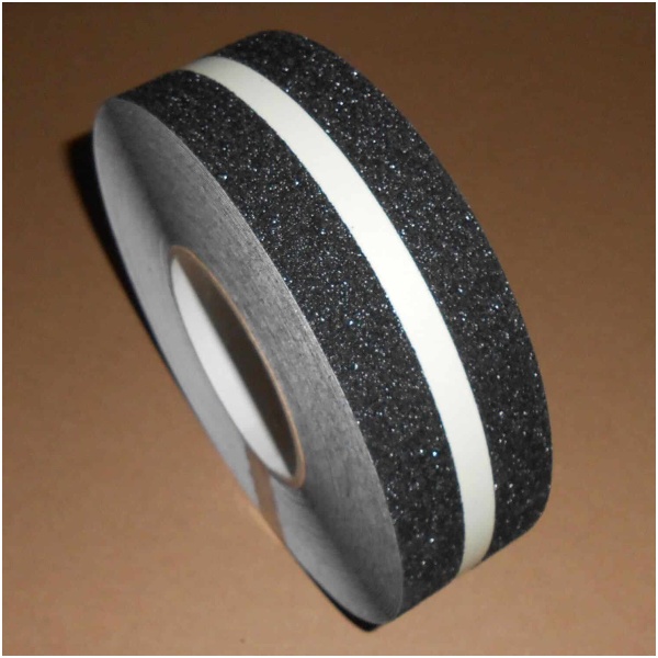 A white stripe on Floormat Glow Line Safety Grip Tape.