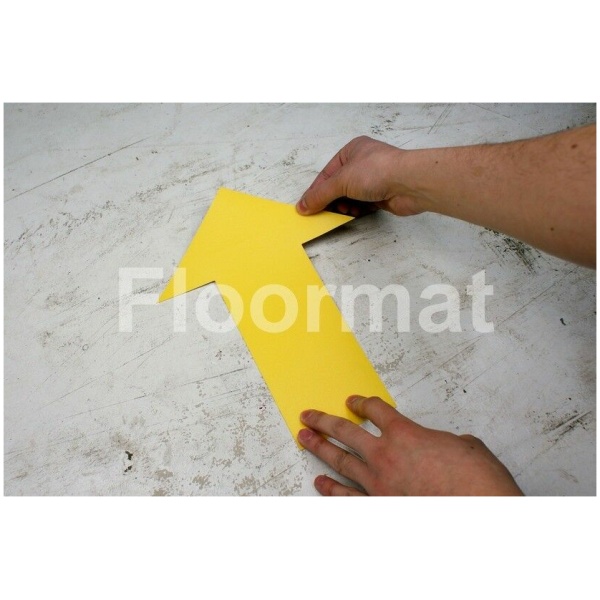 large arrow Floormat.com Floormat.com warehouse markers are durable, self-adhesive signs constructed from industrial grade plastic. Intended for use in factory warehouses and buildings where restrictions and safety notifications need to be highlighted.