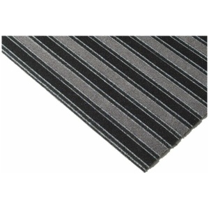A Legacy Floor Mat with black and grey stripes on a white background.