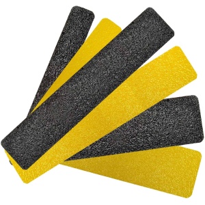 A set of yellow and black rubber grips with the Extreme Step Tread on a white background.