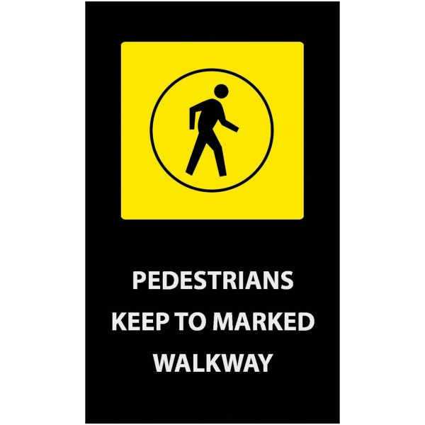 Pedestrians adhere to Safety Message Floor Mats.