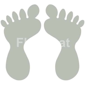 A pair of Feet Floor Markers on a white floor.