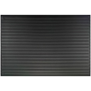 A black tile with a black background and a ribbed Sure Cushion Anti-Fatigue Floor Mat - Ribbed.