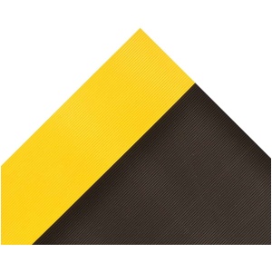 A yellow and black safety mat on a white background for SwitchBoard Matting.
