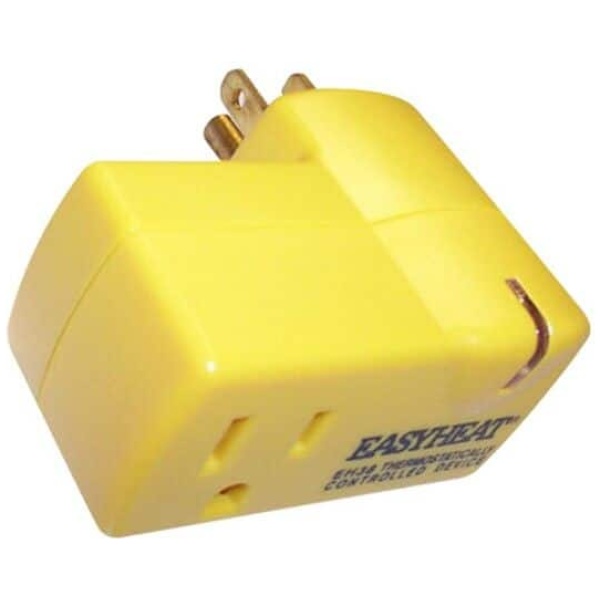 A yellow Thermostat Control Device with a yellow Thermostat Control Device on it.