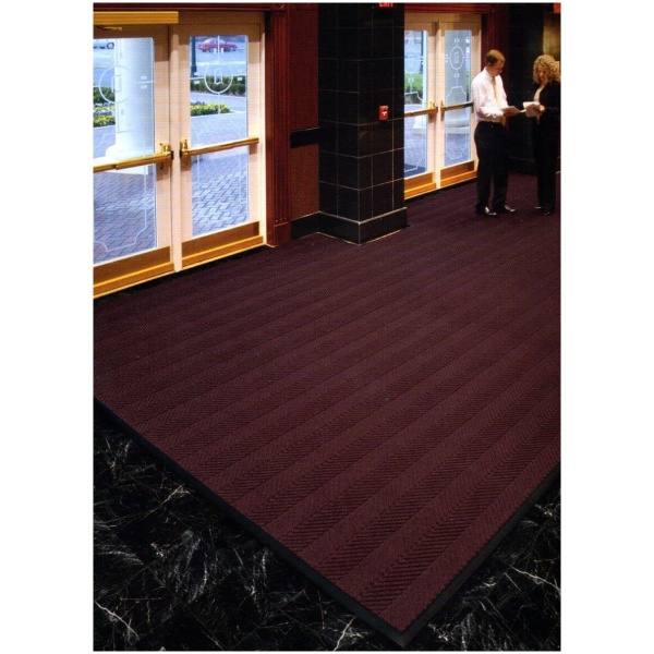waterhog eco elite mat 7 Floormat.com 30 oz.sq/yd mat is recommended for commercial buildings, hotels, restaurants, healthcare facilities, office buildings and more. <ul> <li>SBR rubber backing contains 20% recycled rubber from car tires</li> <li>3/8” thick bi-level surface effectively removes and stores dirt and moisture beneath shoe level between cleanings</li> <li>Rubber reinforced face nubs prevent pile from crushing extending performance life of the product</li> </ul>