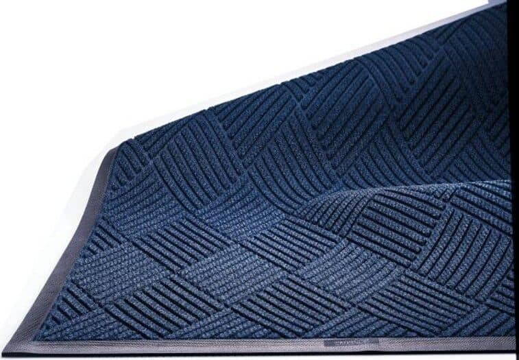 A Waterhog Eco Premier Fashion floor mat in blue on a white background.