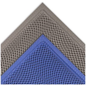 Two blue and gray Web Trax™ Floor Mats on top of each other.